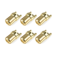 Team Corally - Bullit Connector 6.5mm - Male - Solid Type - Gold Plated - Ultra Low Resistance - Wire Straight - 6 pcs