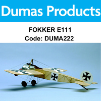 DUMAS 222 FOKKER E111 WALNUT SCALE 17.5 INCH WINGSPAN RUBBER POWERED