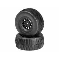 Double Dees - green compound - black Hazard 12mm wheel - (SC10 RS, 4x4 pre-mounted)