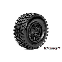 RYTHM 1/10 SC TIRE BLACK WHEEL WITH 12MM HEX MOUNTED