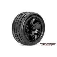 TRIGGER 1/10 STADIUM TRUCK TIRE BLACK WHEEL WITH 1/2 OFFSET 12MM HEX MOUNTED
