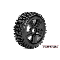 RHYTHM 1/8 BUGGY TIRE BLACK WHEEL WITH 17MM HEX MOUNTED