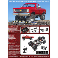 RC4WD Trail Finder 2 "LWB" RTR W/ Chevrolet K10 Scottsdale Hard Body Set (Red)