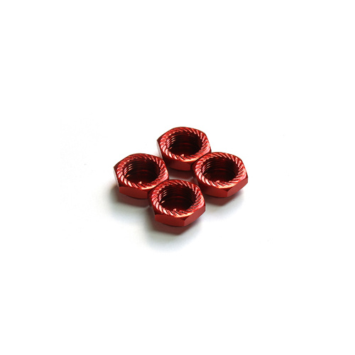 Serrated Cap Nut M12*1.0 Red (4pcs)-Alumina material