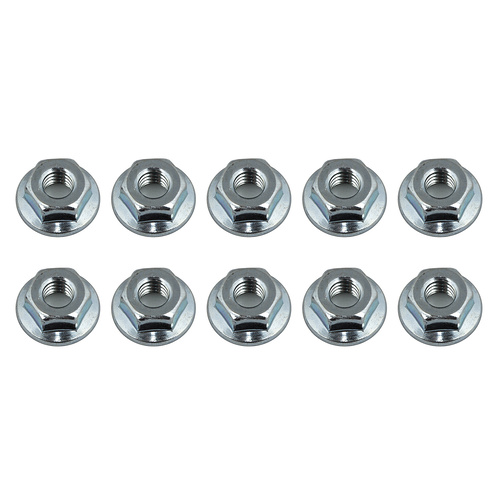 Wheel Nuts, M4 Serrated, flanged, silver steel