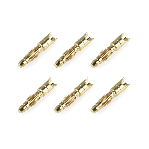 Team Corally - Bullit Connector 2.0mm - Male - Spring Type - Gold Plated - Wire Straight  - 6 pcs
