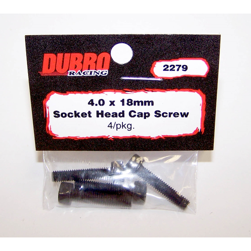 DUBRO 2279 4.0MM X 18 SOCKET-HEAD CAP SCREWS (4 PCS/PACK)