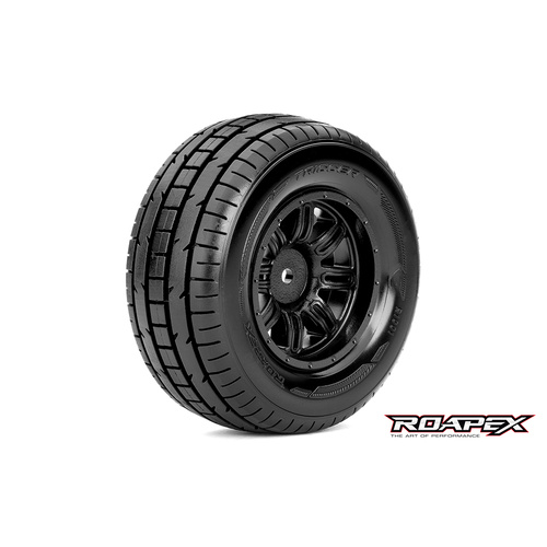TRIGGER 1/10 SC TIRE BLACK WHEEL WITH 12MM HEX MOUNTED
