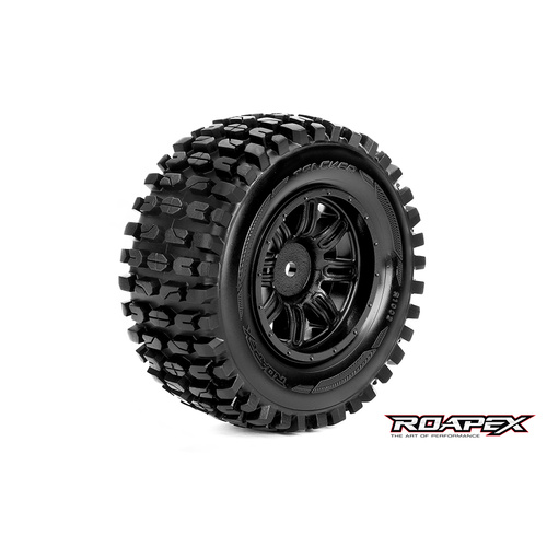 TRACKER 1/10 SC TIRE BLACK WHEEL WITH 12MM HEX MOUNTED