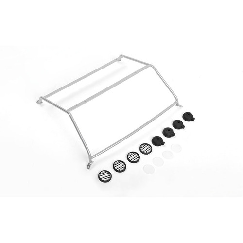Exterior Steel Roll Cage w/ Lights for Vanquish VS4-10 Origin Halfcab Body (Silver)