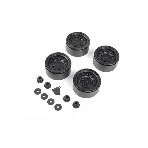Burato 2.2" Beadlock Wheels w/ Center Caps (Black)