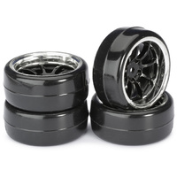 Absima Wheel Set Drift LP " 9 Spoke / Profile B" black/chrome 1:10 (4 pcs)