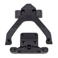RC10B6.4 Front Top Plate and Ballstud Mount, angled carbon