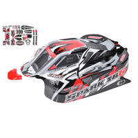Team Corally - Polycarbonate Body - Spark XB6 - Painted - Cut - Decals - Color Red - 1 Pc