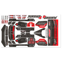 Team Corally - Body Decal Sheet - Punisher 4 - Pre-Cut - Color Red - 1 Pc