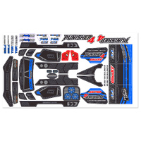 Team Corally - Body Decal Sheet - Punisher 4 - Pre-Cut - Color Blue - 1 Pc