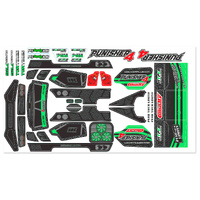 Team Corally - Body Decal Sheet - Punisher 4 - Pre-Cut - Color Green - 1 Pc