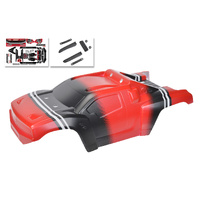 Team Corally - Polycarbonate Body - Punisher XD - Painted - Cut - Decals - Red Color - 1 Pc