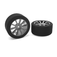 Team Corally - Attack foam tires - 1/10 GP touring - 35 shore - 30mm Rear - Carbon rims - 2 pcs