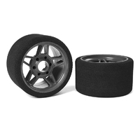 Team Corally - Attack foam tires - 1/8 SSX-8 - 30 shore - Front - 65mm - Carbon Flex Rims - 2 pcs