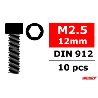 Team Corally - Steel Screws M2.5 x 12mm - Hex Socket Head - 10 pcs