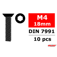 Team Corally - Steel Screws M4 x 18mm - Hex Flat Head - 10 pcs