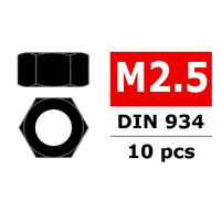 Team Corally - Steel nut M2,5 - Black coated - 10 pcs
