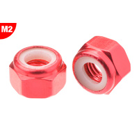 Team Corally - Aluminium Nylstop Nut - M2 - Red - 10 pcs
