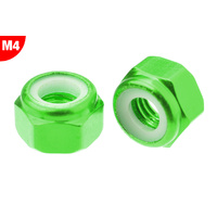 Team Corally - Aluminium Nylstop Nut - M4 - Green - 10 pcs