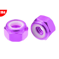 Team Corally - Aluminium Nylstop Nut - M4 - Purple - 10 pcs