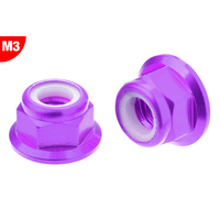 Team Corally - Aluminium Nylstop Nut - M3 - Flanged - Purple - 10 pcs