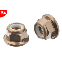 Team Corally - Aluminium Nylstop Nut - M4 - Flanged - Gun Metal - 10 pcs