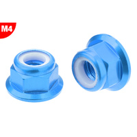Team Corally - Aluminium Nylstop Nut - M4 - Flanged - Blue - 10 pcs