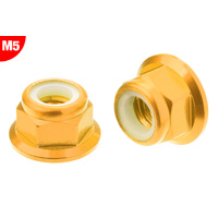 Team Corally - Aluminium Nylstop Nut - M5 - Flanged - Gold - 10 pcs