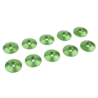 Team Corally - Aluminium Washer - for M3 Button Head Screws - OD=15mm - Green - 10 pcs