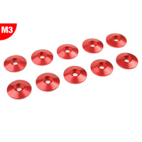 Team Corally - Aluminium Washer - for M3 Button Head Screws - OD=15mm - Red - 10 pcs