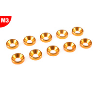 Team Corally - Aluminium Washer - for M3 Flat Head Screws - OD=8mm - Gold - 10 pcs
