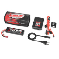 Team Corally - Energy Pack - Lipo 50C - 4200Mah - 2S - T-Plug - Hard Case + Racer 50 - 2-4S AC Charger + Lipo Safety Bag + Charge-Balance Lead