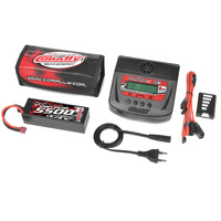 Team Corally - Energy Pack - Lipo 60C - 5500Mah - 3S - T-PLUG - Hard Case + Ultra-X 80 - 1-6S AC/DC Charger + Lipo Safety Bag + Charge-Balance Lead
