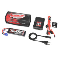 Team Corally - Energy Pack - Lipo 60C - 5200MAH - 2S - EC-5 - Semi-Soft Case + Racer 50 - 2-4S AC Charger + Lipo Safety Bag + Charge-Balance Lead