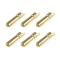Team Corally - Bullit Connector 4.0mm - Male - Solid Type - Gold Plated - Ultra Low Resistance - Wire Straight - 6 pcs
