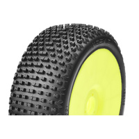 Captic Racing - KOSMIC - 1/8 Buggy Tires Mounted - CR-1 (Medium) Racing Compound - Yellow Rims - 1 Pair