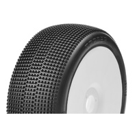 Captic Racing - TRACER - 1/8 Buggy Tires Mounted - CR-3 (Soft) Racing Compound - White Rims - 1 Pair