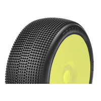 Captic Racing - TRACER - 1/8 Buggy Tires Mounted - CR-4 (Super Soft) Racing Compound - Yellow Rims - 1 Pair