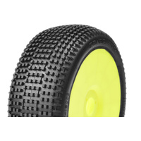 Captic Racing - ZONDA XTR - 1/8 Buggy Tires Mounted - CR-4 (Super Soft) Racing Compound - Yellow Rims - 1 Pair