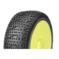 Captic Racing - S-CODE - 1/8 Buggy Tires Mounted - CR-1 (Medium) Racing Compound - Yellow Rims - 1 Pair