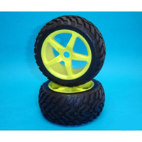 GV D06B02NRSYE 1/6 BUGGY TIRE<NR> + 1/6 RACING WHEEL YELLOW + FOAM W/GLUED