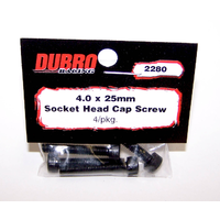 DUBRO 2280 4.0MM X 25 SOCKET-HEAD CAP SCREWS (4 PCS/PACK)