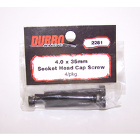DUBRO 2281 4.0MM X 35 SOCKET-HEAD CAP SCREWS (4 PCS/PACK)