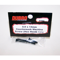 DUBRO 2289 3.0MM X 14 FLAT-HEAD SOCKET SCREWS (4 PCS/PACK)